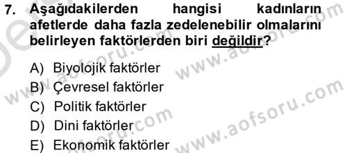 Toplumsal Cinsiyet Çalışmaları Dersi 2013 - 2014 Yılı Tek Ders Sınav Soruları 7. Soru