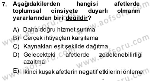 Toplumsal Cinsiyet Çalışmaları Dersi 2014 - 2015 Yılı (Final) Dönem Sonu Sınav Soruları 7. Soru