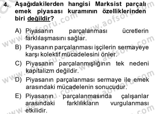 Toplumsal Cinsiyet Çalışmaları Dersi 2014 - 2015 Yılı Tek Ders Sınavı 4. Soru