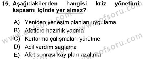 Toplumsal Cinsiyet Çalışmaları Dersi 2015 - 2016 Yılı (Vize) Ara Sınav Soruları 15. Soru