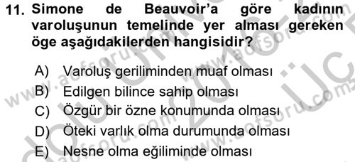 Toplumsal Cinsiyet Çalışmaları Dersi 2016 - 2017 Yılı 3 Ders Sınav Soruları 11. Soru