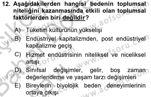 Toplumsal Cinsiyet Çalışmaları Dersi 2016 - 2017 Yılı (Vize) Ara Sınav Soruları 12. Soru