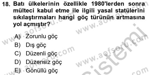 Toplumsal Cinsiyet Çalışmaları Dersi 2016 - 2017 Yılı (Vize) Ara Sınav Soruları 18. Soru