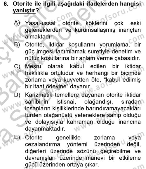 Toplumsal Cinsiyet Çalışmaları Dersi 2016 - 2017 Yılı (Vize) Ara Sınav Soruları 6. Soru