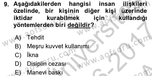 Toplumsal Cinsiyet Çalışmaları Dersi 2016 - 2017 Yılı (Vize) Ara Sınav Soruları 9. Soru