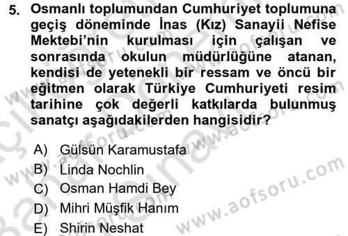 Toplumsal Cinsiyet Çalışmaları Dersi 2016 - 2017 Yılı (Final) Dönem Sonu Sınav Soruları 5. Soru