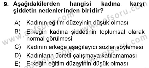 Toplumsal Cinsiyet Çalışmaları Dersi 2017 - 2018 Yılı 3 Ders Sınav Soruları 9. Soru