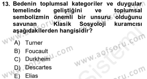 Toplumsal Cinsiyet Çalışmaları Dersi 2017 - 2018 Yılı (Vize) Ara Sınavı 13. Soru