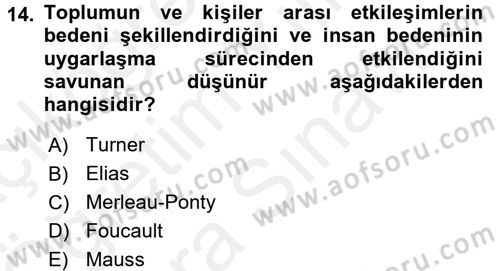 Toplumsal Cinsiyet Çalışmaları Dersi 2017 - 2018 Yılı (Vize) Ara Sınav Soruları 14. Soru