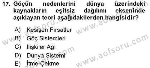 Toplumsal Cinsiyet Çalışmaları Dersi 2017 - 2018 Yılı (Vize) Ara Sınav Soruları 17. Soru