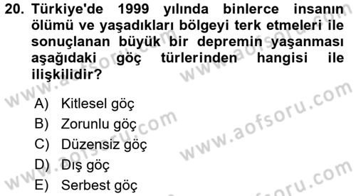 Toplumsal Cinsiyet Çalışmaları Dersi 2017 - 2018 Yılı (Final) Dönem Sonu Sınavı 20. Soru