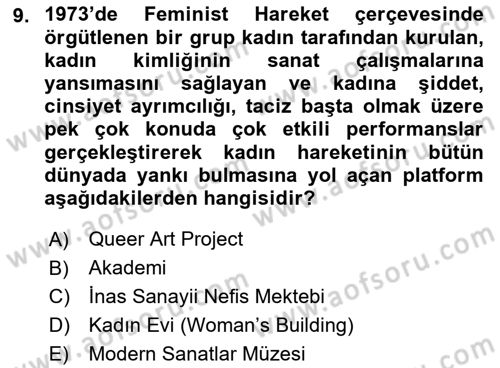 Toplumsal Cinsiyet Çalışmaları Dersi 2018 - 2019 Yılı 3 Ders Sınav Soruları 9. Soru