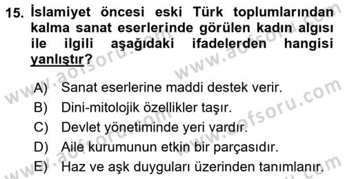 Toplumsal Cinsiyet Çalışmaları Dersi 2018 - 2019 Yılı (Final) Dönem Sonu Sınav Soruları 15. Soru