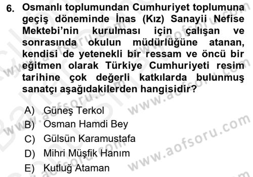 Toplumsal Cinsiyet Çalışmaları Dersi 2018 - 2019 Yılı (Final) Dönem Sonu Sınav Soruları 6. Soru