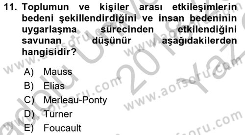 Toplumsal Cinsiyet Çalışmaları Dersi 2018 - 2019 Yılı Yaz Okulu Sınav Soruları 11. Soru