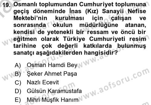 Toplumsal Cinsiyet Çalışmaları Dersi 2018 - 2019 Yılı Yaz Okulu Sınav Soruları 19. Soru