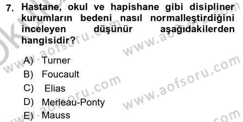 Toplumsal Cinsiyet Çalışmaları Dersi 2018 - 2019 Yılı Yaz Okulu Sınav Soruları 7. Soru