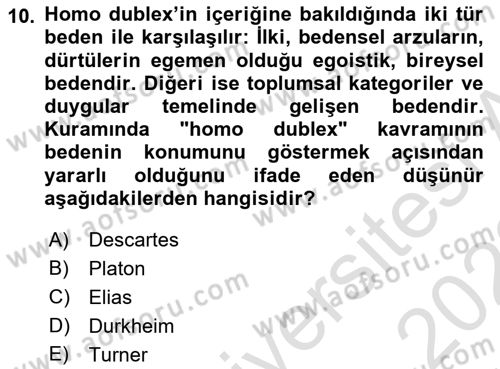 Toplumsal Cinsiyet Çalışmaları Dersi 2021 - 2022 Yılı (Vize) Ara Sınav Soruları 10. Soru