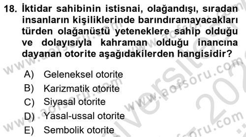 Toplumsal Cinsiyet Çalışmaları Dersi 2021 - 2022 Yılı (Vize) Ara Sınav Soruları 18. Soru