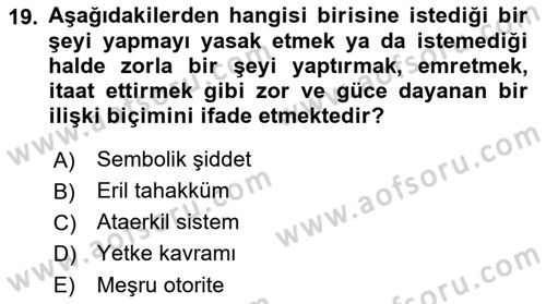 Toplumsal Cinsiyet Çalışmaları Dersi 2021 - 2022 Yılı (Vize) Ara Sınav Soruları 19. Soru