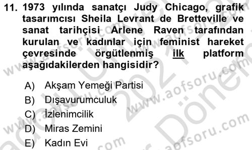 Toplumsal Cinsiyet Çalışmaları Dersi 2021 - 2022 Yılı (Final) Dönem Sonu Sınav Soruları 11. Soru