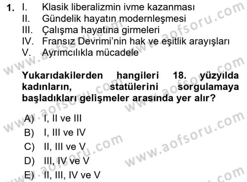 Toplumsal Cinsiyet Çalışmaları Dersi 2021 - 2022 Yılı Yaz Okulu Sınav Soruları 1. Soru