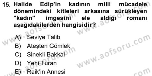 Toplumsal Cinsiyet Çalışmaları Dersi 2021 - 2022 Yılı Yaz Okulu Sınav Soruları 15. Soru