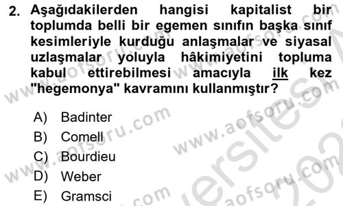 Toplumsal Cinsiyet Çalışmaları Dersi 2021 - 2022 Yılı Yaz Okulu Sınav Soruları 2. Soru