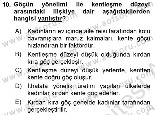 Toplumsal Cinsiyet Çalışmaları Dersi 2022 - 2023 Yılı Yaz Okulu Sınav Soruları 10. Soru