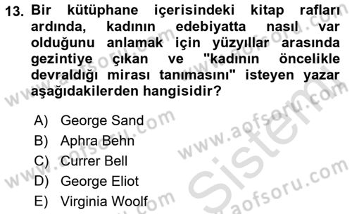 Toplumsal Cinsiyet Çalışmaları Dersi 2022 - 2023 Yılı Yaz Okulu Sınav Soruları 13. Soru