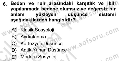 Toplumsal Cinsiyet Çalışmaları Dersi 2022 - 2023 Yılı Yaz Okulu Sınav Soruları 6. Soru