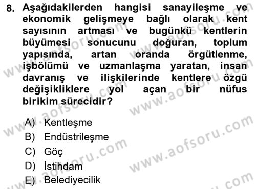 Toplumsal Cinsiyet Çalışmaları Dersi 2022 - 2023 Yılı Yaz Okulu Sınavı 8. Soru