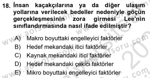 Toplumsal Cinsiyet Çalışmaları Dersi 2023 - 2024 Yılı (Vize) Ara Sınav Soruları 18. Soru