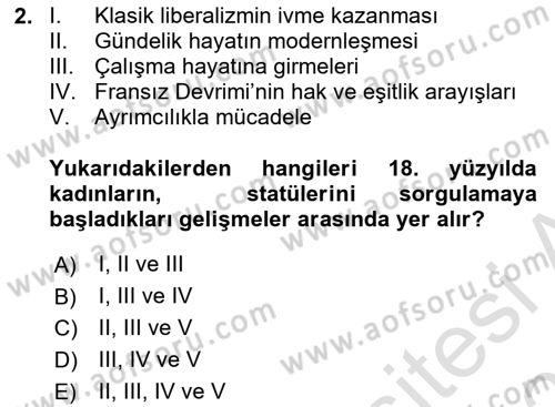 Toplumsal Cinsiyet Çalışmaları Dersi 2023 - 2024 Yılı (Vize) Ara Sınav Soruları 2. Soru