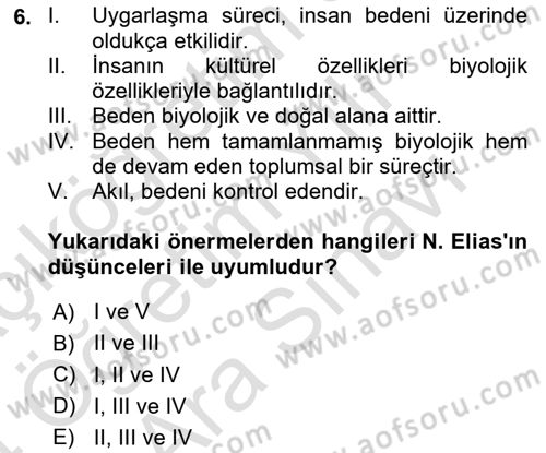 Toplumsal Cinsiyet Çalışmaları Dersi 2023 - 2024 Yılı (Vize) Ara Sınav Soruları 6. Soru