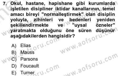 Toplumsal Cinsiyet Çalışmaları Dersi 2023 - 2024 Yılı (Vize) Ara Sınav Soruları 7. Soru