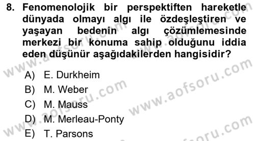 Toplumsal Cinsiyet Çalışmaları Dersi 2023 - 2024 Yılı (Vize) Ara Sınav Soruları 8. Soru
