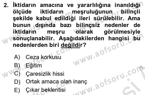 Toplumsal Cinsiyet Çalışmaları Dersi 2023 - 2024 Yılı (Final) Dönem Sonu Sınavı 2. Soru