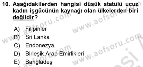 Toplumsal Cinsiyet Çalışmaları Dersi 2023 - 2024 Yılı Yaz Okulu Sınav Soruları 10. Soru