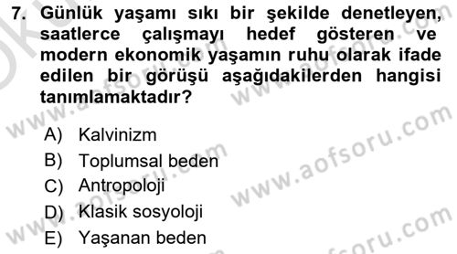 Toplumsal Cinsiyet Çalışmaları Dersi 2023 - 2024 Yılı Yaz Okulu Sınav Soruları 7. Soru