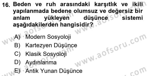 Toplumsal Cinsiyet Çalışmaları Dersi 2024 - 2025 Yılı (Vize) Ara Sınav Soruları 16. Soru