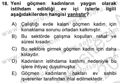 Toplumsal Cinsiyet Çalışmaları Dersi 2024 - 2025 Yılı (Vize) Ara Sınav Soruları 18. Soru