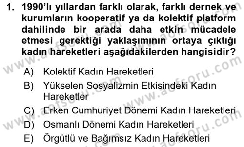 Toplumsal Cinsiyet Çalışmaları Dersi 2024 - 2025 Yılı (Final) Dönem Sonu Sınav Soruları 1. Soru