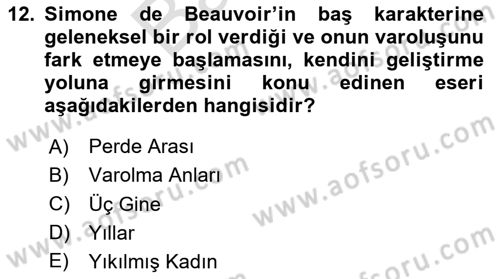 Toplumsal Cinsiyet Çalışmaları Dersi 2024 - 2025 Yılı (Final) Dönem Sonu Sınav Soruları 12. Soru