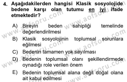 Toplumsal Cinsiyet Çalışmaları Dersi 2024 - 2025 Yılı Yaz Okulu Sınav Soruları 4. Soru