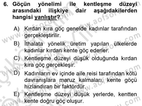 Toplumsal Cinsiyet Çalışmaları Dersi 2024 - 2025 Yılı Yaz Okulu Sınav Soruları 6. Soru