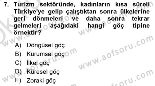 Toplumsal Cinsiyet Çalışmaları Dersi 2024 - 2025 Yılı Yaz Okulu Sınav Soruları 7. Soru