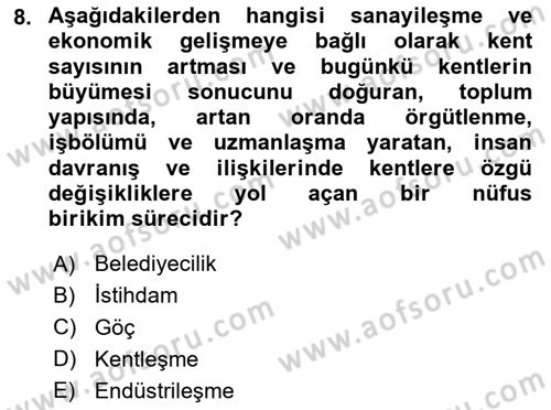 Toplumsal Cinsiyet Çalışmaları Dersi 2024 - 2025 Yılı Yaz Okulu Sınav Soruları 8. Soru