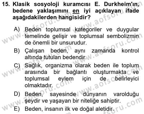 Toplumsal Cinsiyet Çalışmaları Dersi 2025 - 2026 Yılı (Vize) Ara Sınav Soruları 15. Soru
