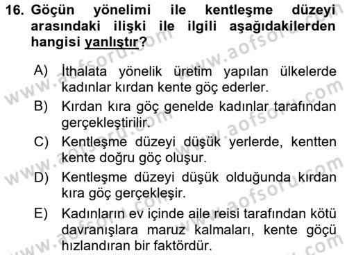 Toplumsal Cinsiyet Çalışmaları Dersi 2025 - 2026 Yılı (Vize) Ara Sınav Soruları 16. Soru